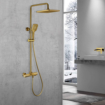 Душевая стойка Next VSFS-1N1TBG термостатическая, брашированное золото