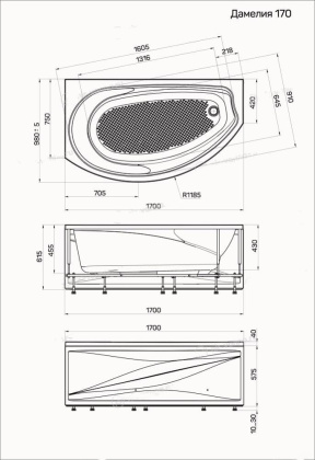 Ванна "Damelia" 170х100 R Ванна "Damelia" 170х100 R