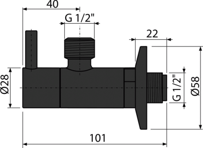 Угловой вентиль с фильтром 1/2"×1/2", черный-мат