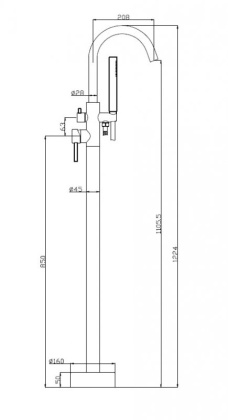NOVA Напольный смеситель для ванны, нержавеющая сталь, исполнение сатин NOV-FMT-IN