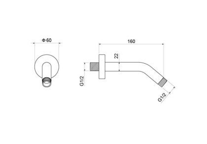 Держатель верхнего душа настенный 160 мм AQUATEK AQ2173CR 