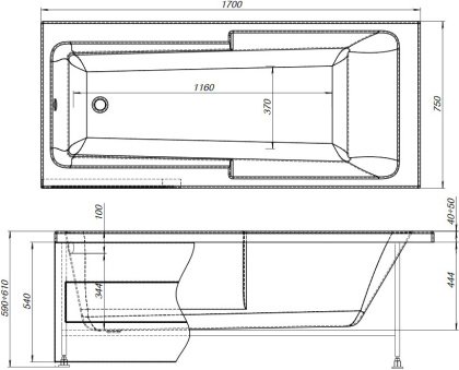 Акриловая ванна Aquanet Taurus 170x75 (с каркасом) Акриловая ванна Aquanet Taurus 170x75 (с каркасом)