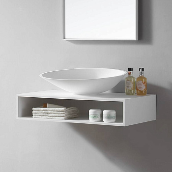 Тумба под раковину ABBER Stein AS1612 подвесная, белая матовая Тумба под раковину ABBER Stein AS1612 подвесная, белая матовая