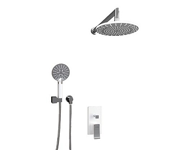 A16067WHITE Встраиваемый комплект для душа с верхней душевой насадкой и лейкой Wasserkraft