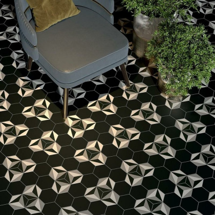 Керамогранит SG1008N Кальсада черный (10,4см*12см*7мм) (72шт/0,673м2) матовый, м2