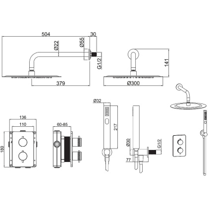 Душевой комплект Allen Brau Priority 5.31013-BN (с внутренней частью) никель браш