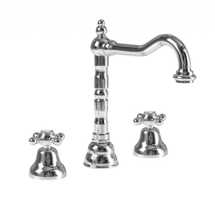 GOLF-BLS2-02 Смеситель для раковины на три отверстия с донным клапаном бронза, ручки бронза