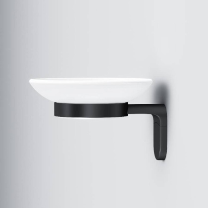 Стеклянная мыльница A8434222 X-Joy с настенным держателем, 5,6х14х5,5 см, черная