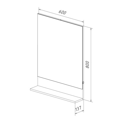 Зеркало Lemark ROMANCE 60см с полкой, цвет: Белый глянец