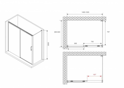 Душевой уголок ABBER Komfort AG93150-S92 Душевой уголок ABBER Komfort AG93150-S92