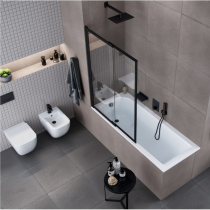 Шторка для ванны EXCELLENT Liner 110 см (черный мат) Шторка для ванны EXCELLENT Liner 110 см (черный мат)