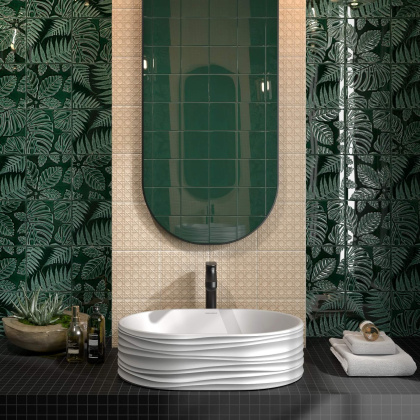 Декор SFB001 Сантана 1 структура зеленый темный 15см*15см*9мм (1уп/30шт/0,675м2) флопа, шт