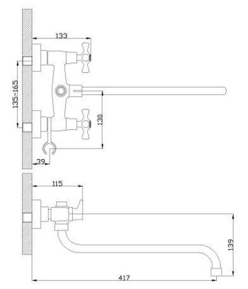 Смеситель Rossinka Н02-84R для ванны универсальный Смеситель Rossinka Н02-84R для ванны универсальный