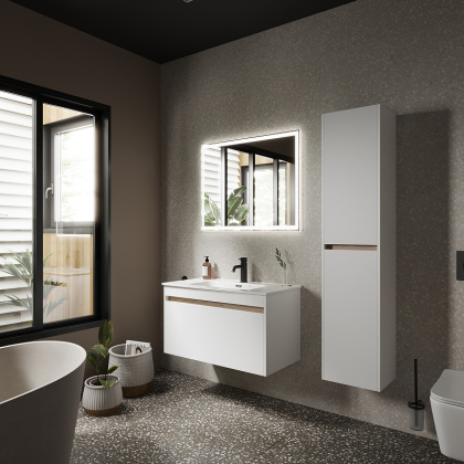 Тумба подвесная SANCOS Smart 890х450х500, c двумя ящиками оснащенными доводчиками, белый глянец , арт. SM90W Тумба подвесная SANCOS Smart 890х450х500, c двумя ящиками оснащенными доводчиками, белый глянец , арт. SM90W