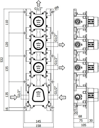 Скрытая монтажная часть для смесителя Paffoni Modular Box MDBOX019 Скрытая монтажная часть для смесителя Paffoni Modular Box MDBOX019