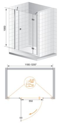 VERONA-W-B-13-60+60/60-C-Cr Душевая дверь