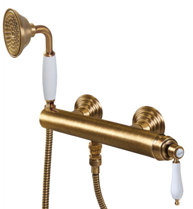 APHRODITE-DM-03/24-Bi Смеситель для душа однорычажный с ручным душем Исполнение: Золото 24 карат, Ручки: Белый 
