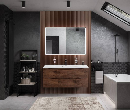 Тумба с раковиной подвесная BelBagno MARINO 110 Rovere Moro, раковина белая Тумба с раковиной подвесная BelBagno MARINO 110 Rovere Moro, раковина белая