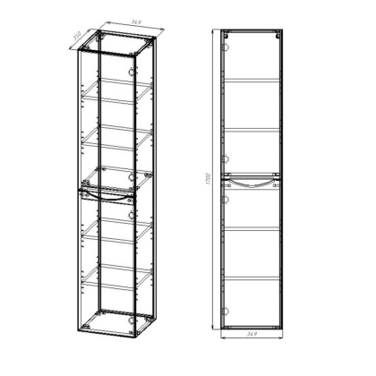 Шкаф Mia VSC-2M170RW-R подвесной, 1700*350*350, R.Wood, правый Шкаф Mia VSC-2M170RW-R подвесной, 1700*350*350, R.Wood, правый