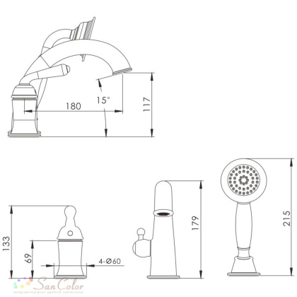 Смеситель для ванны, латунь R0212E