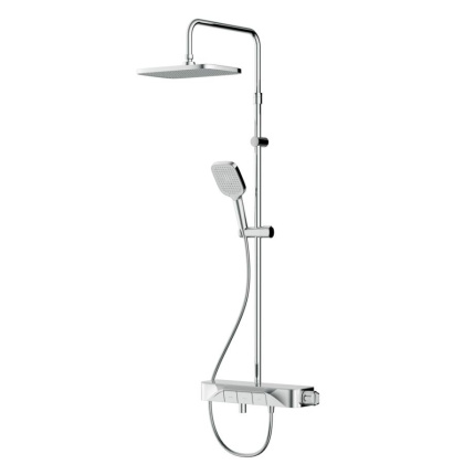 F078F300 Func, душ.сис-ма: Смеситель-полка д/ванны/душа с ТМС, душ.штанга, верхн. душ квадр., ручн.душ,