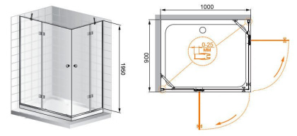 VERONA-W-AH-2-120/100-P-Cr-L Душевой уголок VERONA-W-AH-2-120/100-P-Cr-L Душевой уголок