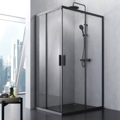 W93G-404-120290-BT Gem S Twin Slide 120x90. Душевое ограждение,120x90, профиль Черный мат., стекло п