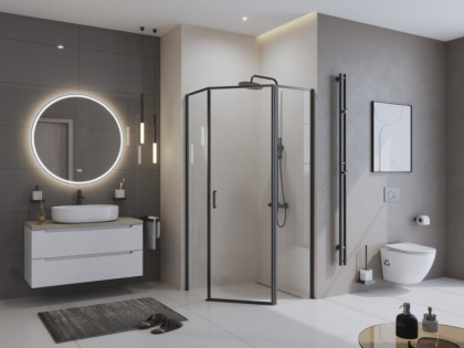 Душевой уголок BelBagno UNO-195-P-1-100-C-NERO Душевой уголок BelBagno UNO-195-P-1-100-C-NERO