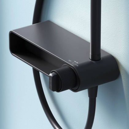 F0785A622 X-Joy, душ.система: Смеситель-полка д/душа, душ.штанга, верхн. душ 220мм, ручн душ, черн.