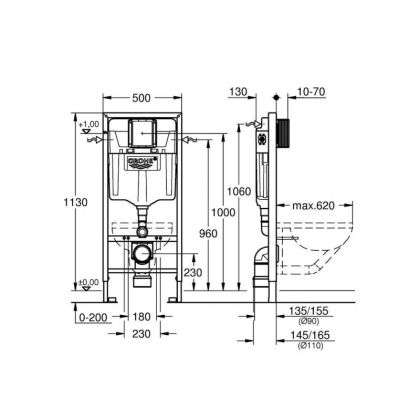 Коллекция Grohe Система инсталляции для унитаза GROHE Rapid SL (1,13 м) (38528001) Коллекция Grohe Система инсталляции для унитаза GROHE Rapid SL (1,13 м) (38528001)