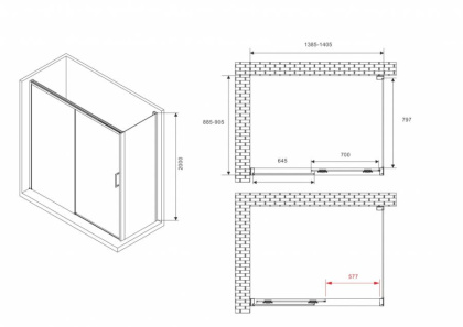 Душевой уголок ABBER Komfort AG93140B-S92B Душевой уголок ABBER Komfort AG93140B-S92B
