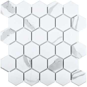 Керамическая мозаика, Hexagon Small Carrara Matt 51x59, Geometry Керамическая мозаика, Hexagon Small Carrara Matt 51x59, Geometry