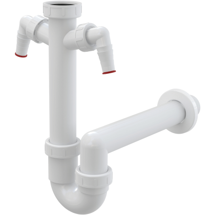 Сифон трубчатый с накидной гайкой 6/4" и двумя штуцерами