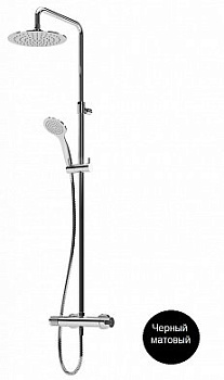 LEAF-CDA-30-NOP Душевая стойка телескопическая, с верхним и ручным душем, верхний душ диаметр 300 мм металл, исполнение черный матовый