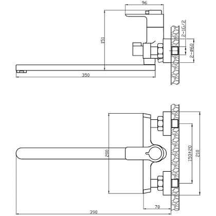 Смеситель термостатический Rossinka RS50-32 для ванны универсальный 