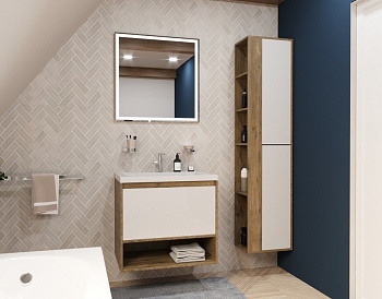 Пенал подвесной Monaco Wood с открытой полкой левосторонний (ШхГхВ) 350х350х1747