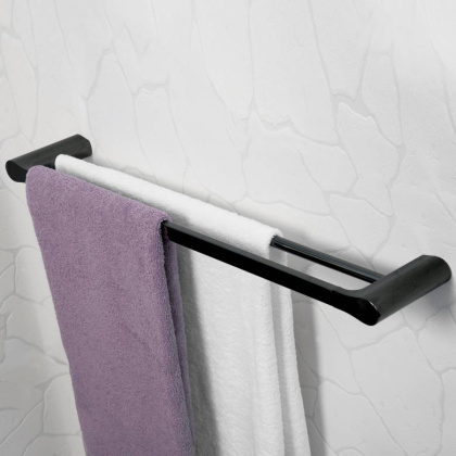 Держатель полотенец Glan двойной, 64х3х11,5 см, черный, K-5140