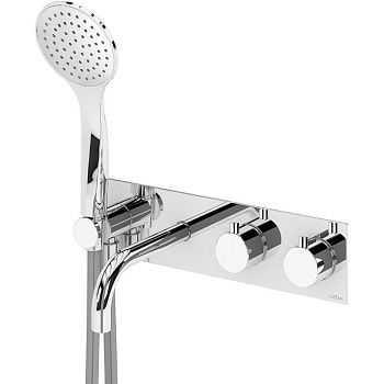 CZR-B-VDM2-T-01 Встраиваемый термостатический смеситель для ванны и душа однорычажный в комплекте с ручным душем, на одной площадке, исполнение хром CZR-B-VDM2-T-01 Встраиваемый термостатический смеситель для ванны и душа однорычажный в комплекте с ручным душем, на одной площадке, исполнение хром