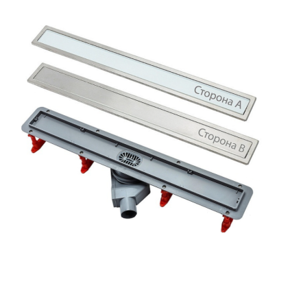 13000280 Линейный трап 300 мм CONFLUO PREMIUM LINE WITH WHITE GLASS, двухсторонняя модель Исполнение: белое стекло/ матовый хром без перфорации, рамка - матовый хром 