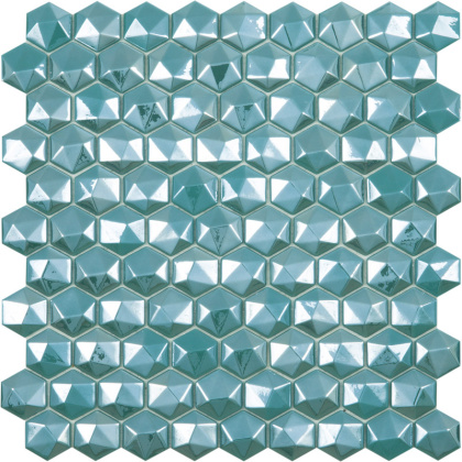 Стеклянная мозаика, DIAMOND 370D TURQUOISE, Hexagon