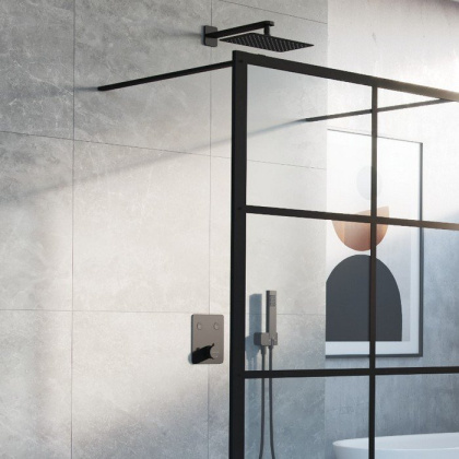 Термостатическая душевая система скрытого монтажа EXCELLENT Krotos AREX.SET.8045BL (черный мат)