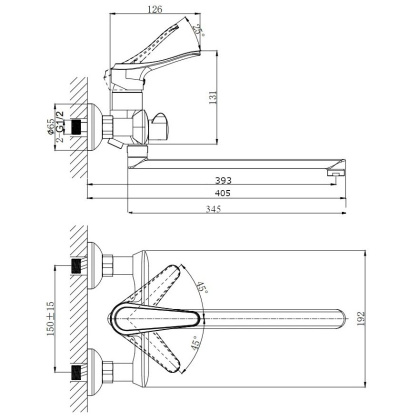 Смеситель для ванны с длинным поворотным изливом RUSH Jawa (JA0735-51) Смеситель для ванны с длинным поворотным изливом RUSH Jawa (JA0735-51)