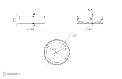 Раковина Salini GLORIA 301 1102201MRH S-Stone покраска по RAL снаружи, накладная, матовая