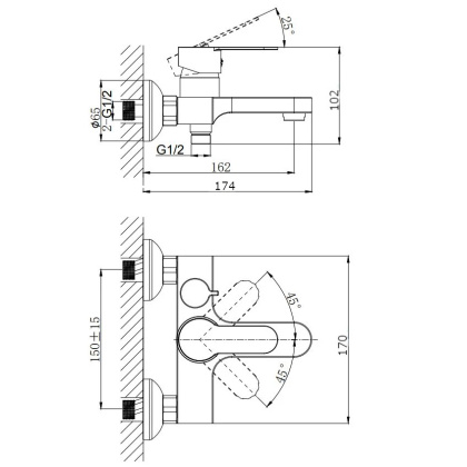 Смеситель для ванны с коротким изливом RUSH Tenerife (TE2835-44) Смеситель для ванны с коротким изливом RUSH Tenerife (TE2835-44)