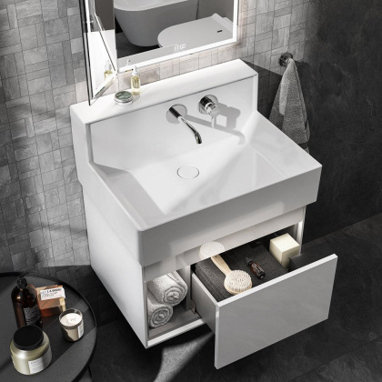 Тумба LOGICA M подвесная 2 выдвижных ящика 65, белоснежный LO.M.65\WHT