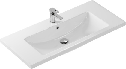 Прямоугольная мебельная раковина COMO с отверстием под смеситель, размером 100 см.