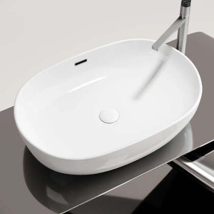 Умывальник чаша накладная овальная со сливом переливом Element 610*420*155мм