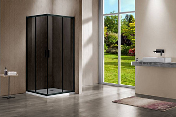 Душевой уголок Garda VSS-1G8010CGB, 1000*800, черный, стекло тонированное