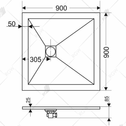 Душевой поддон  90*90*2,5 RGW ST-0099Be Бежевый/Квадрат Ø 90 мм Каменный Душевой поддон  90*90*2,5 RGW ST-0099Be Бежевый/Квадрат Ø 90 мм Каменный