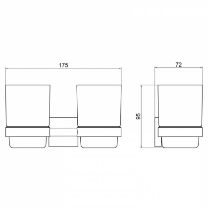Стакан для зубных щеток двойной Timo Selene 12034/03 черный